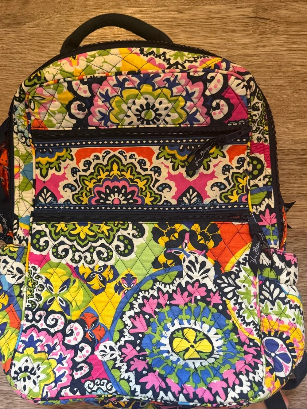 Vera Bradley Quilted Backpack in Yellow, Blue, Pink, Green, Black lightly used!